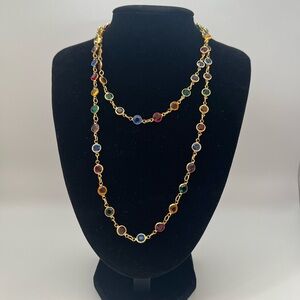 Vintage Multicolor Austrian Crystal Necklace, 35 inches